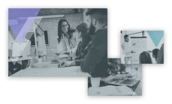 Collage von Business Bildern, zufriedene Kunden